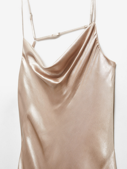 Open-back satin-effect dress