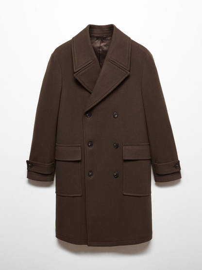 Wool double-breasted coat with buttons