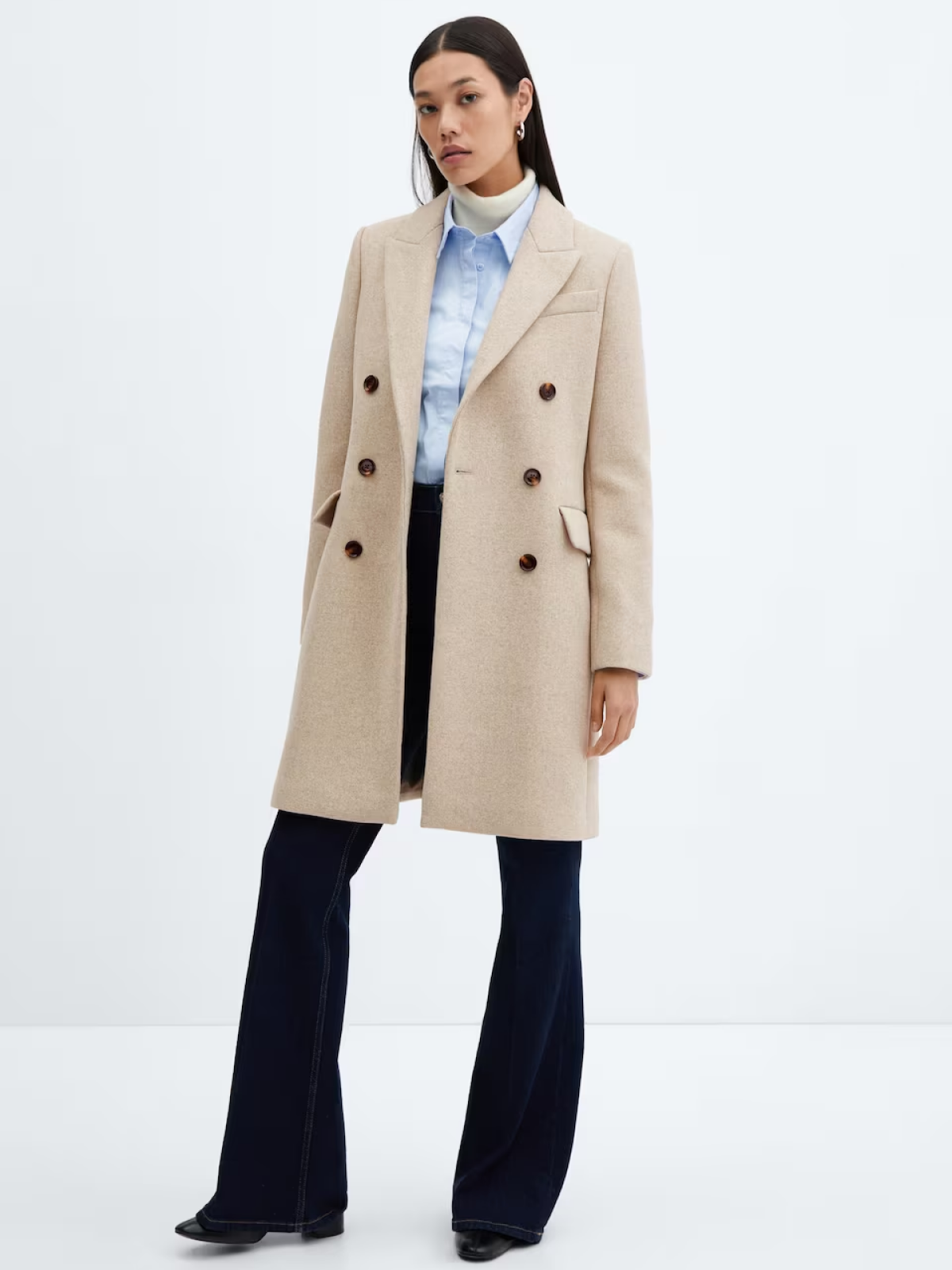 Wool double-breasted coat