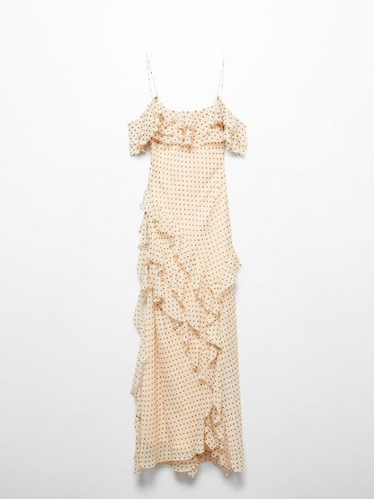 Polka-dot ruffled dress