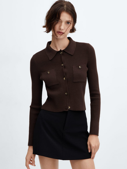 Ribbed pockets cardigan
