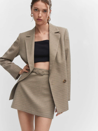 Houndstooth belt miniskirt